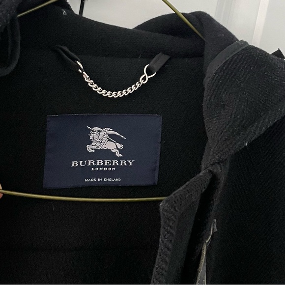 Burberry Black Hooded Wool Duffle Coat. - Picture 7 of 12
